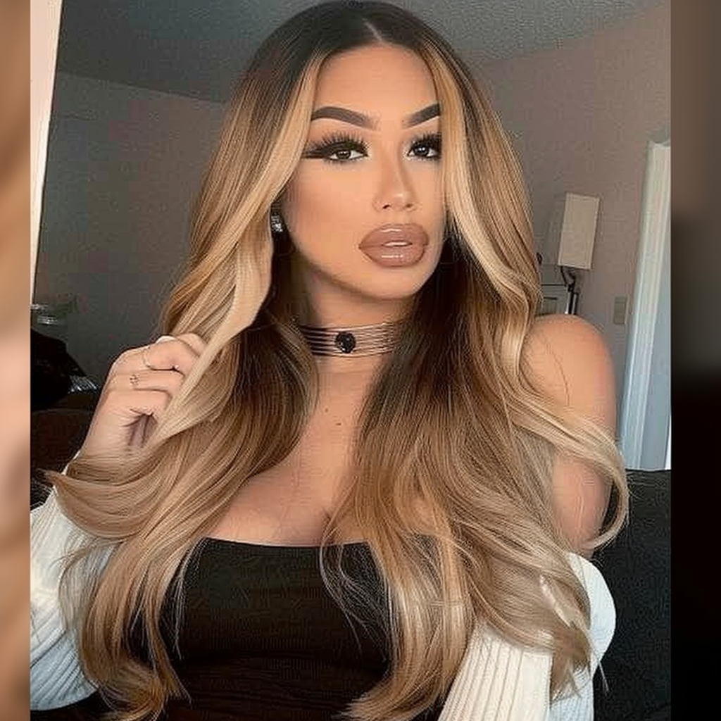 Sarah - Long Ombre Blonde Remy Human Hair Wig 18 Inches