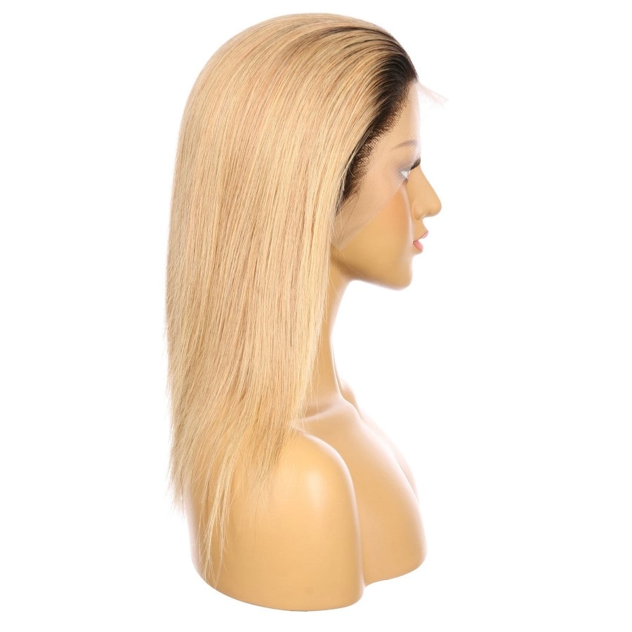 Perruque courte de cheveux humains Remy blond fraise ombré #1BT/27 de 12 pouces, 12 pouces