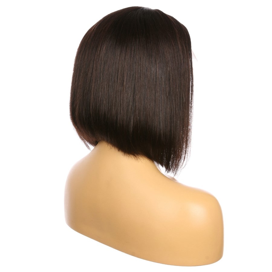 12" #1b/bob Dark Brown Remy Human Hair Short Wig 12inch, Square Cut Bob