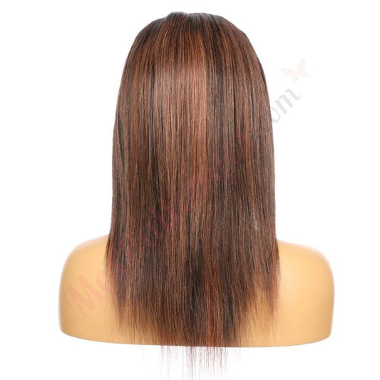Perruque courte de cheveux humains Remy brun rougeâtre ombré #1bt/30 de 12 pouces, coupe carrée de 12 pouces
