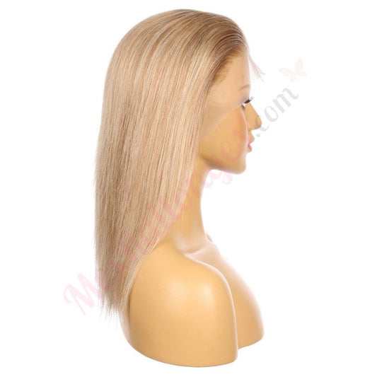 Perruque courte de cheveux humains Remy blonds mélangés enracinés #8t/8/60 12 pouces 12 pouces