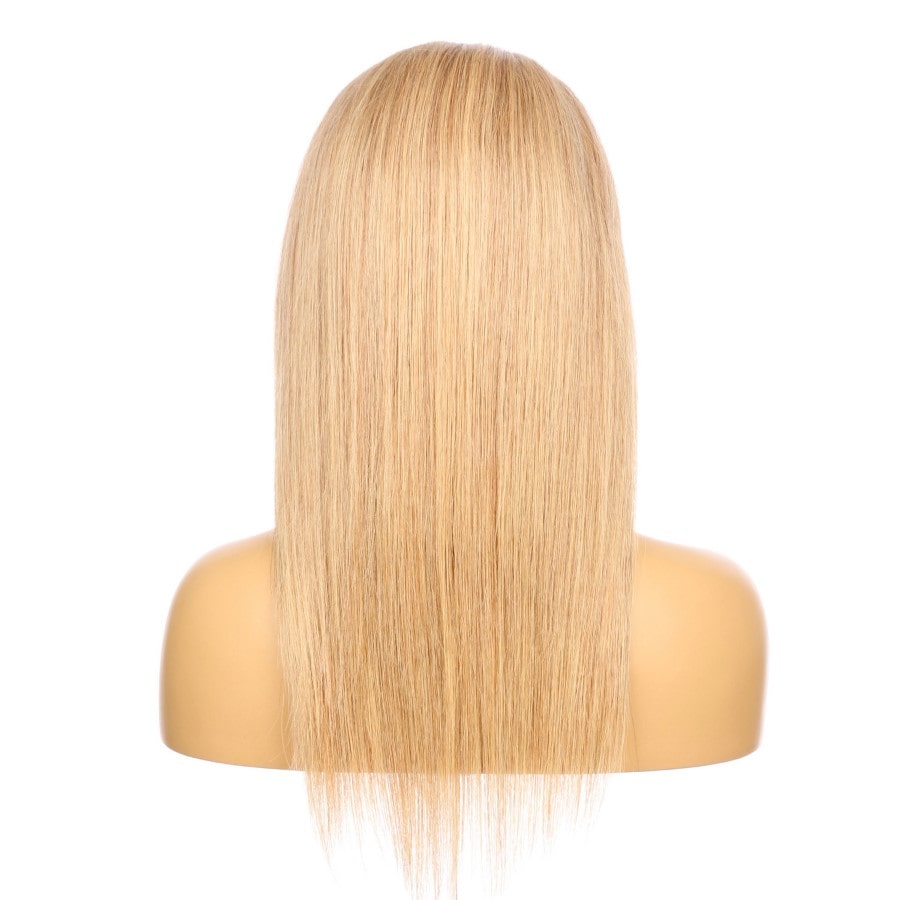 16" # 1BT/27 Ombre Fraise Blonde Remy Cheveux Humains Perruque Courte 16 pouces