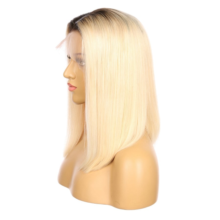 16" #1BT/613/bob Ombre Blonde Remy Human Hair Short Wig 16inch, Square Cut Bob