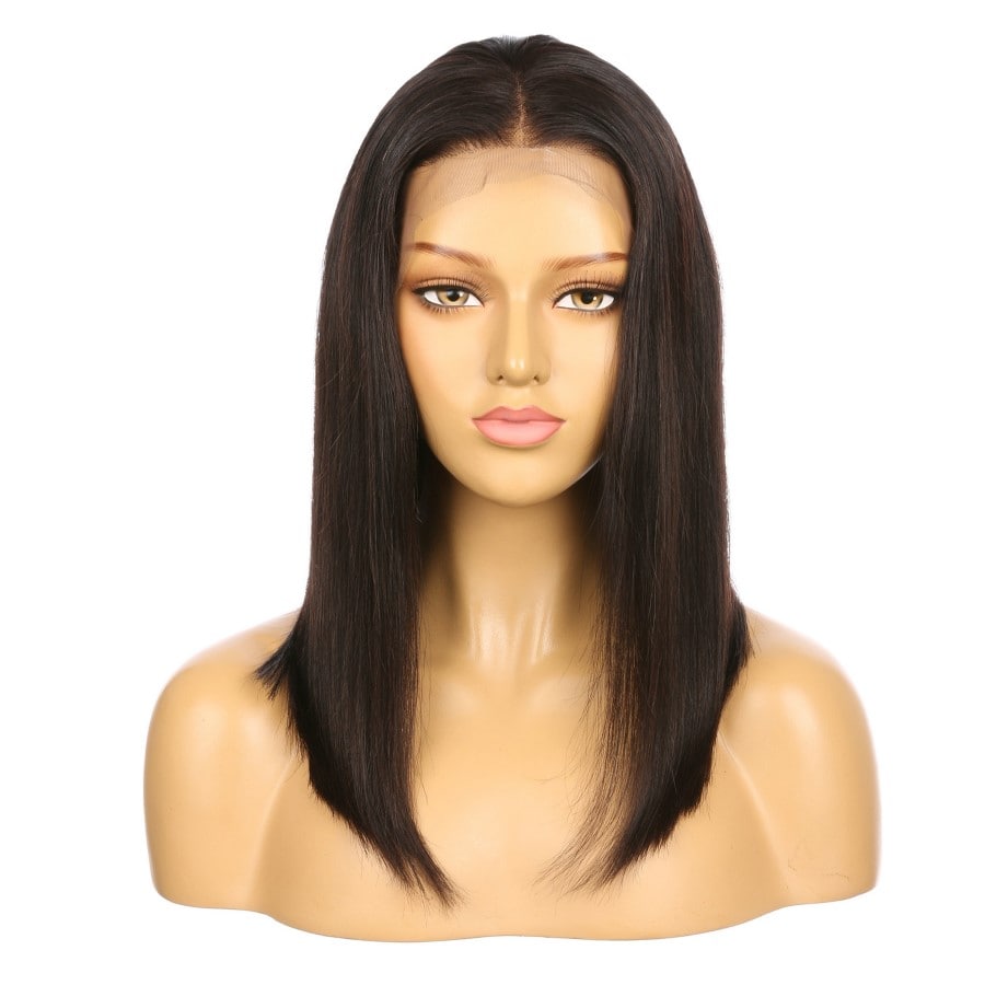 16" # 1b/bob Perruque courte de cheveux humains Remy brun le plus foncé 16 pouces, coupe carrée Bob