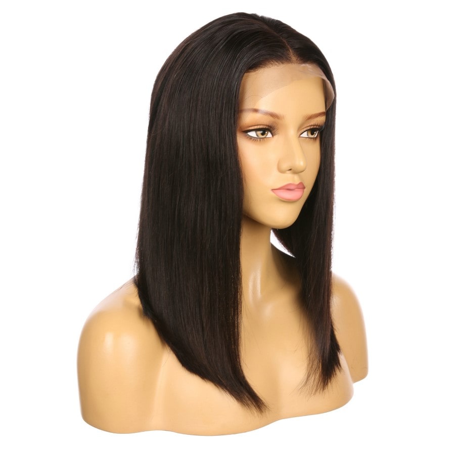 16" # 1b/bob Perruque courte de cheveux humains Remy brun le plus foncé 16 pouces, coupe carrée Bob