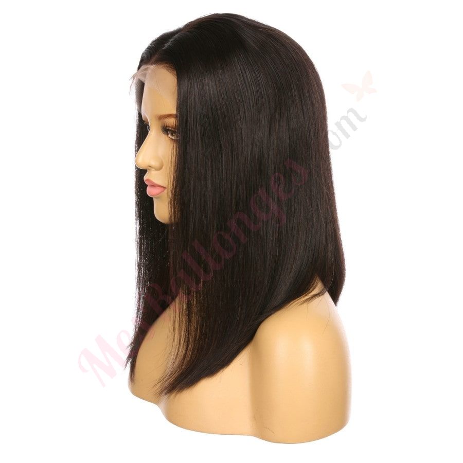 16" # 1b/bob Perruque courte de cheveux humains Remy brun le plus foncé 16 pouces, coupe carrée Bob