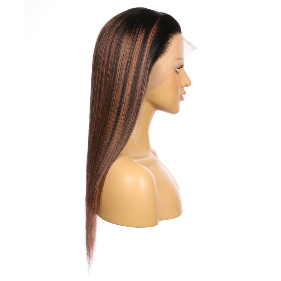 Peluca corta de cabello humano Remy de color castaño rojizo con degradado de 16" n.° 1bt/30 de 16 pulgadas