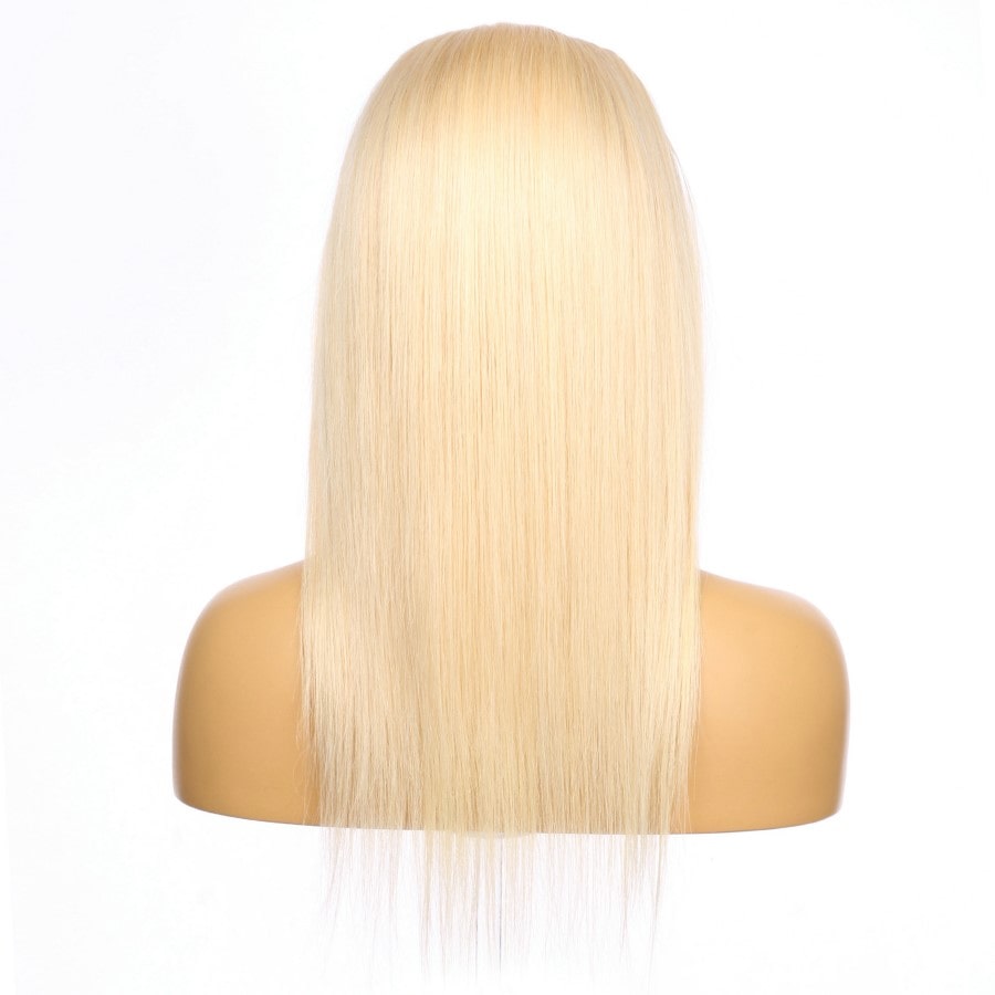 Perruque courte de cheveux humains Remy blond doré #613 de 16 pouces 16 pouces