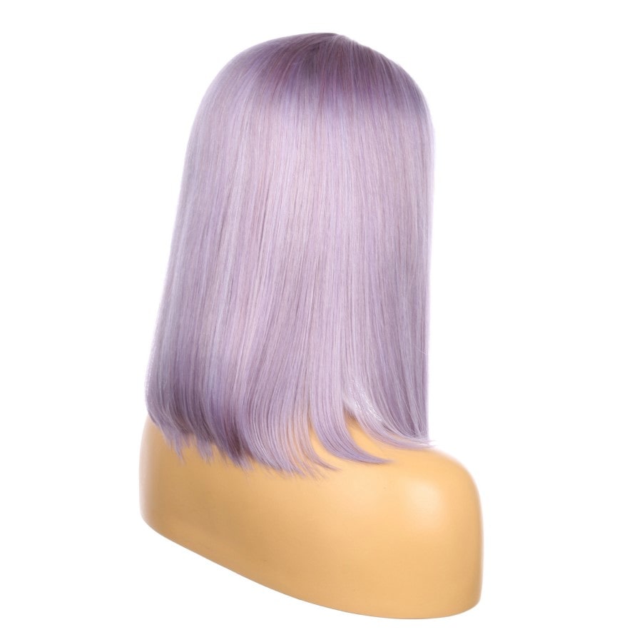 Perruque courte de cheveux humains Remy lilas violet lilas de 16 pouces, coupe carrée Bob