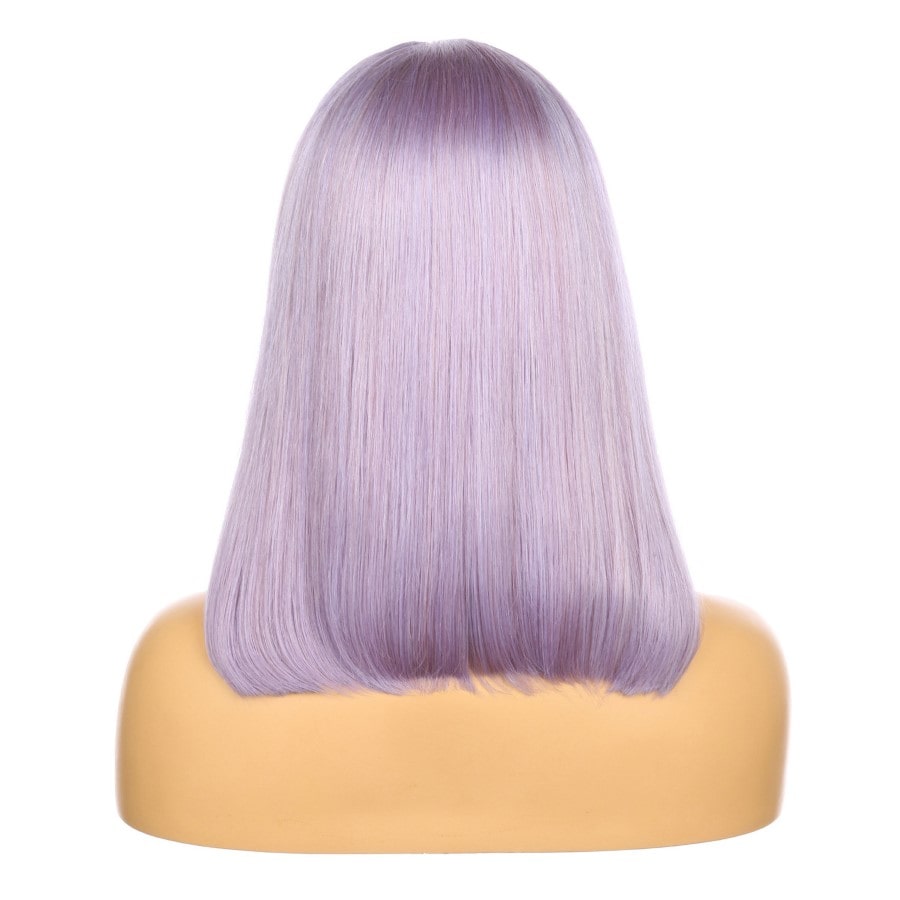 Perruque courte de cheveux humains Remy lilas violet lilas de 16 pouces, coupe carrée Bob