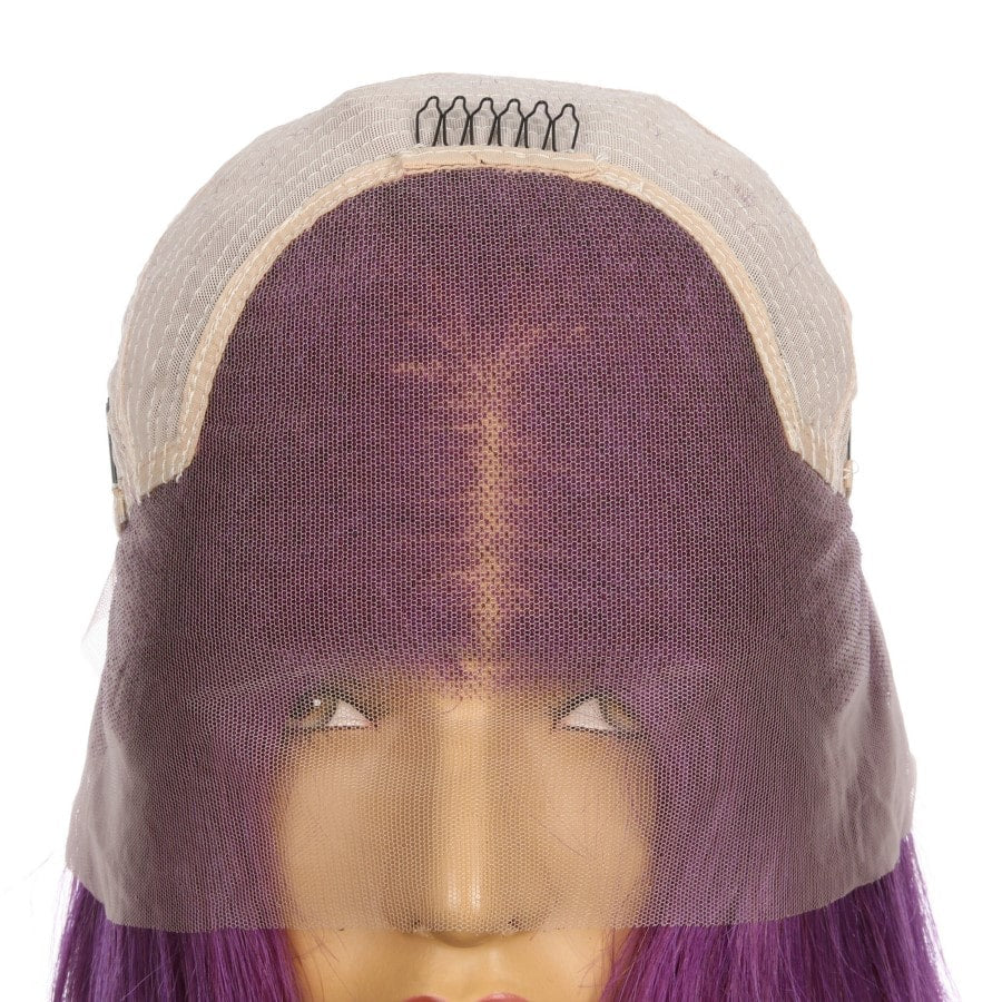 16" Purple Remy Human Hair Short Wig 16inch, Square Cut Bob