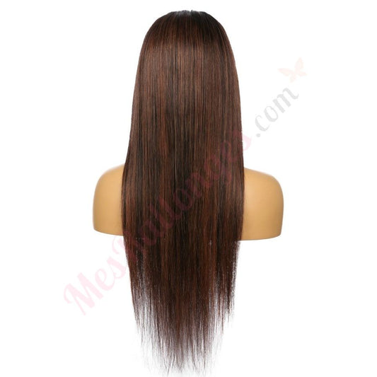 Perruque longue de cheveux humains Remy brun rougeâtre ombré #1bt/30 de 22 pouces, 22 pouces