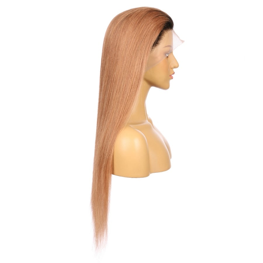 Peluca larga de cabello humano Remy de color castaño cobrizo ombré de 22" n.° 1bt/33 de 22 pulgadas