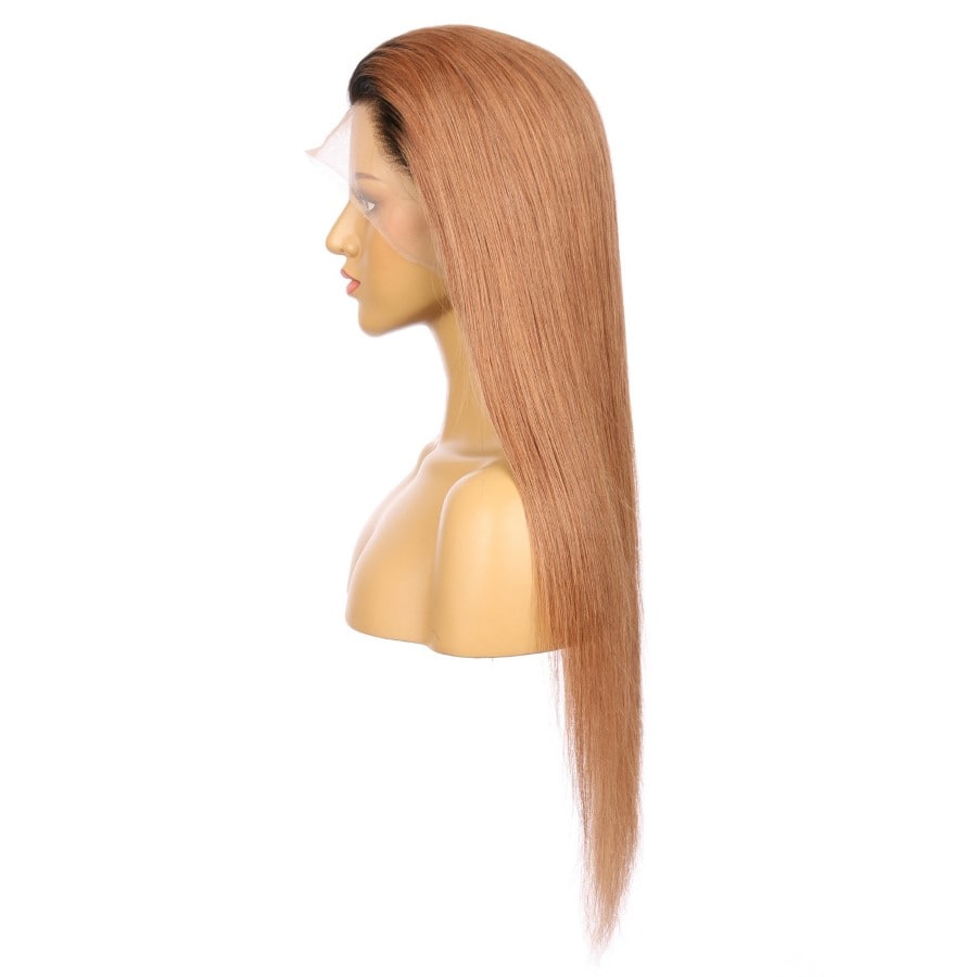 Peluca larga de cabello humano Remy de color castaño cobrizo ombré de 22" n.° 1bt/33 de 22 pulgadas