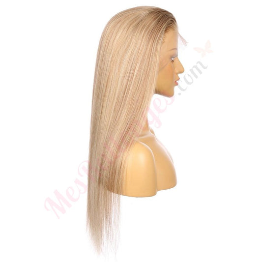 22" # 8t8/60 Perruque longue de cheveux humains Remy blonds mélangés enracinés 22 pouces