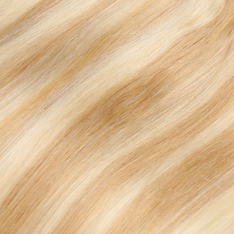 Extensiones de cabello para cola de caballo en rubio fresa y rubio decolorado n.° 27/613: cabello humano 100 % Remy real