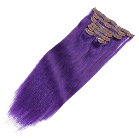 Extensions à clips violettes sans couture - 100 % vrais cheveux humains Remy