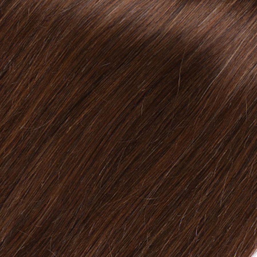 Extensión de cabello cosida en tejido marrón chocolate n.° 4, cabello humano Remy 100 % real