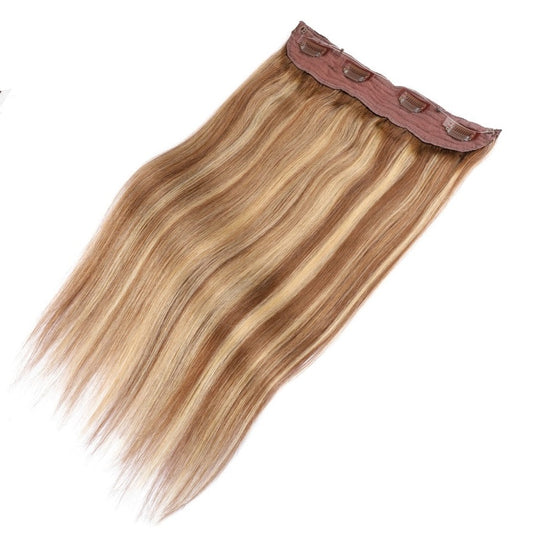 Extensions de cheveux invisibles à balayage marron châtain - 100 % vrais cheveux humains Remy