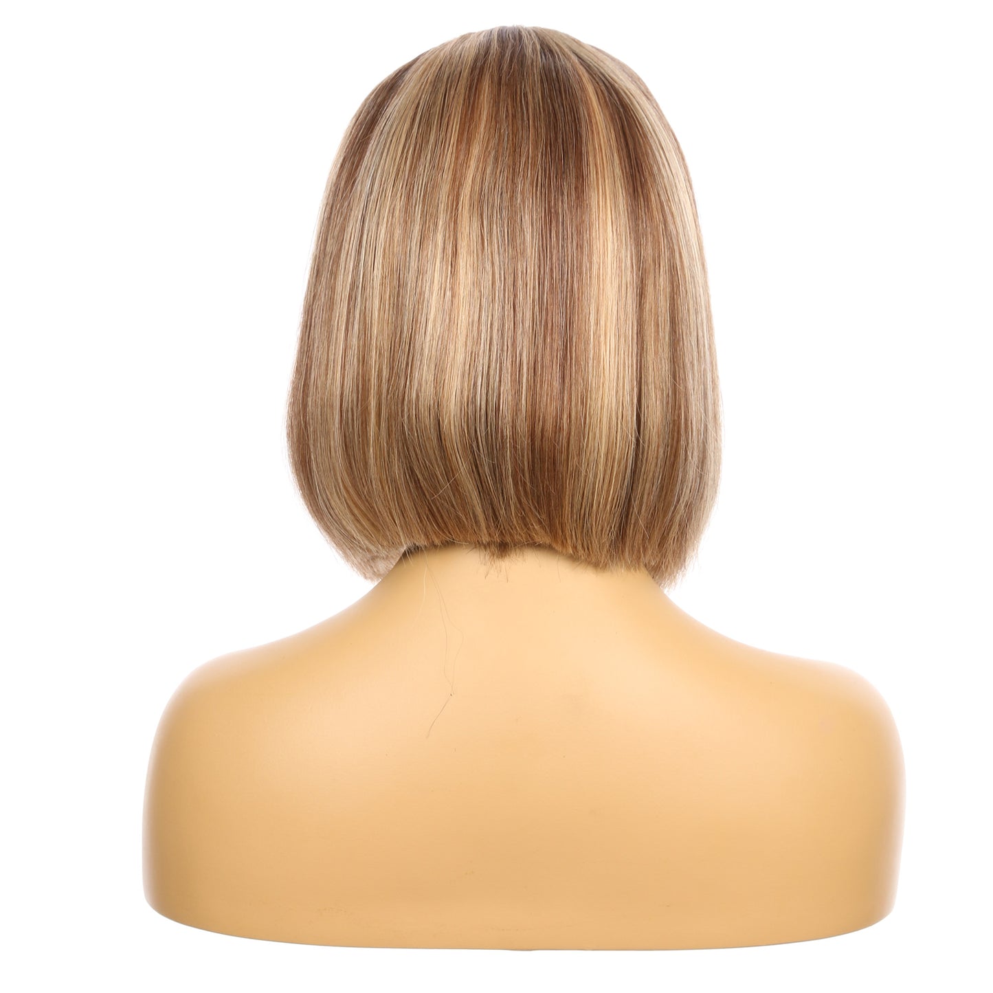 10" #4t/4/27-bobo - Short Color #4t/4/27 Remy Human Hair Wig 10 inches Brown / Strawberry Blonde highlighted