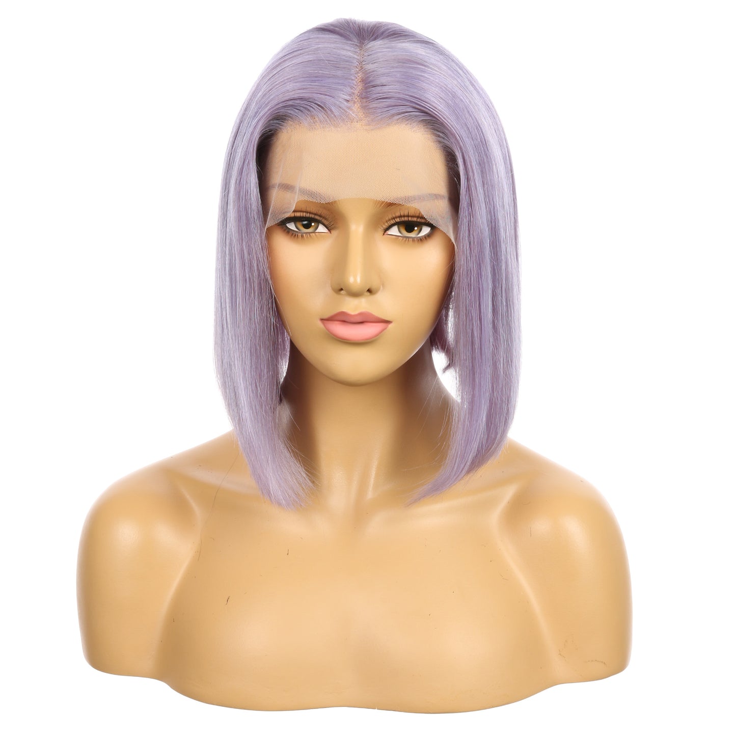 10" Purple Remy Human Hair Short Wig 10inch, Square Cut Bob