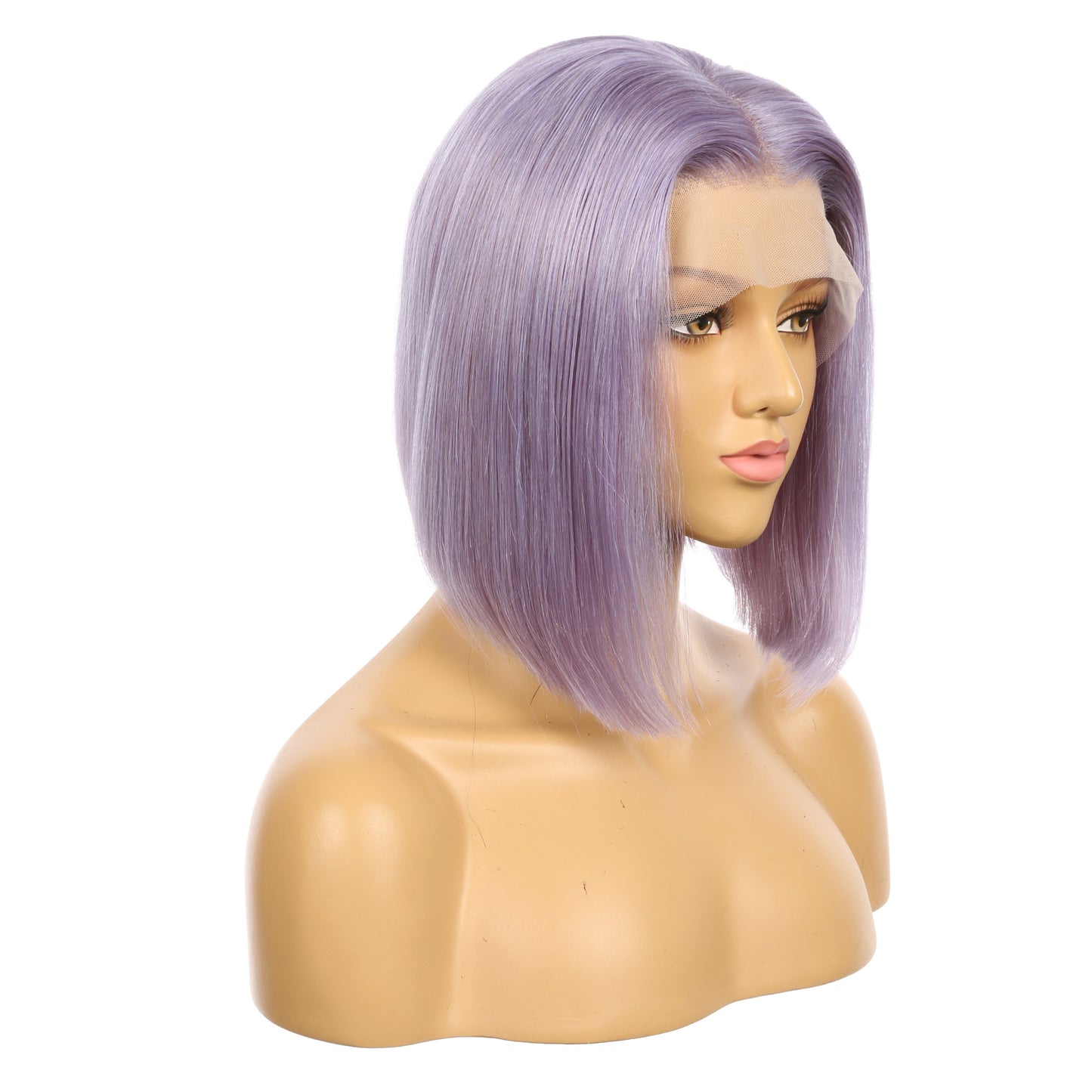 Peluca corta de cabello humano Remy morado de 10 pulgadas, corte bob cuadrado