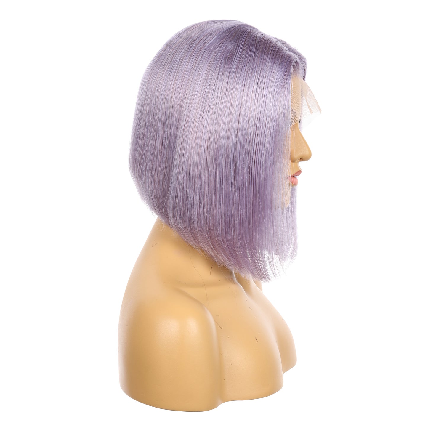 Perruque courte de cheveux humains Remy violets de 10 pouces, coupe carrée Bob