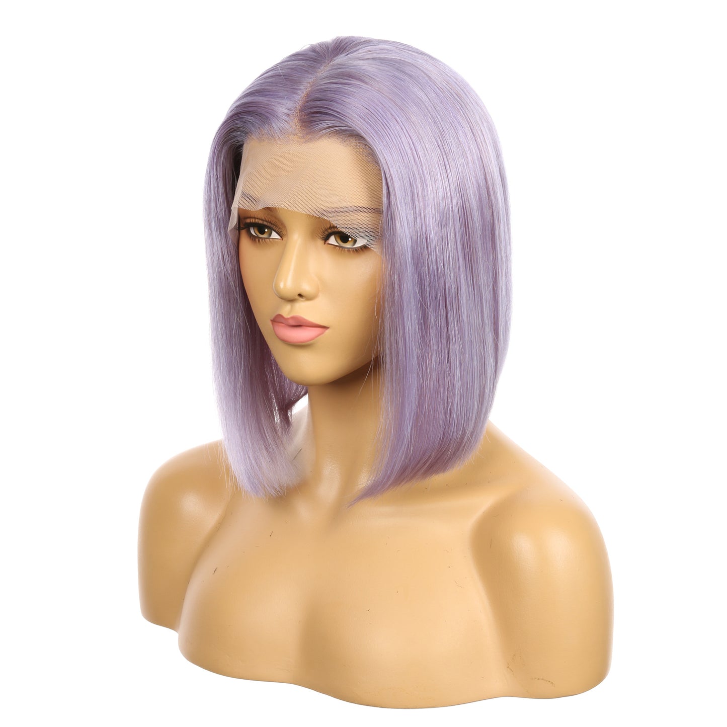 10" Purple Remy Human Hair Short Wig 10inch, Square Cut Bob