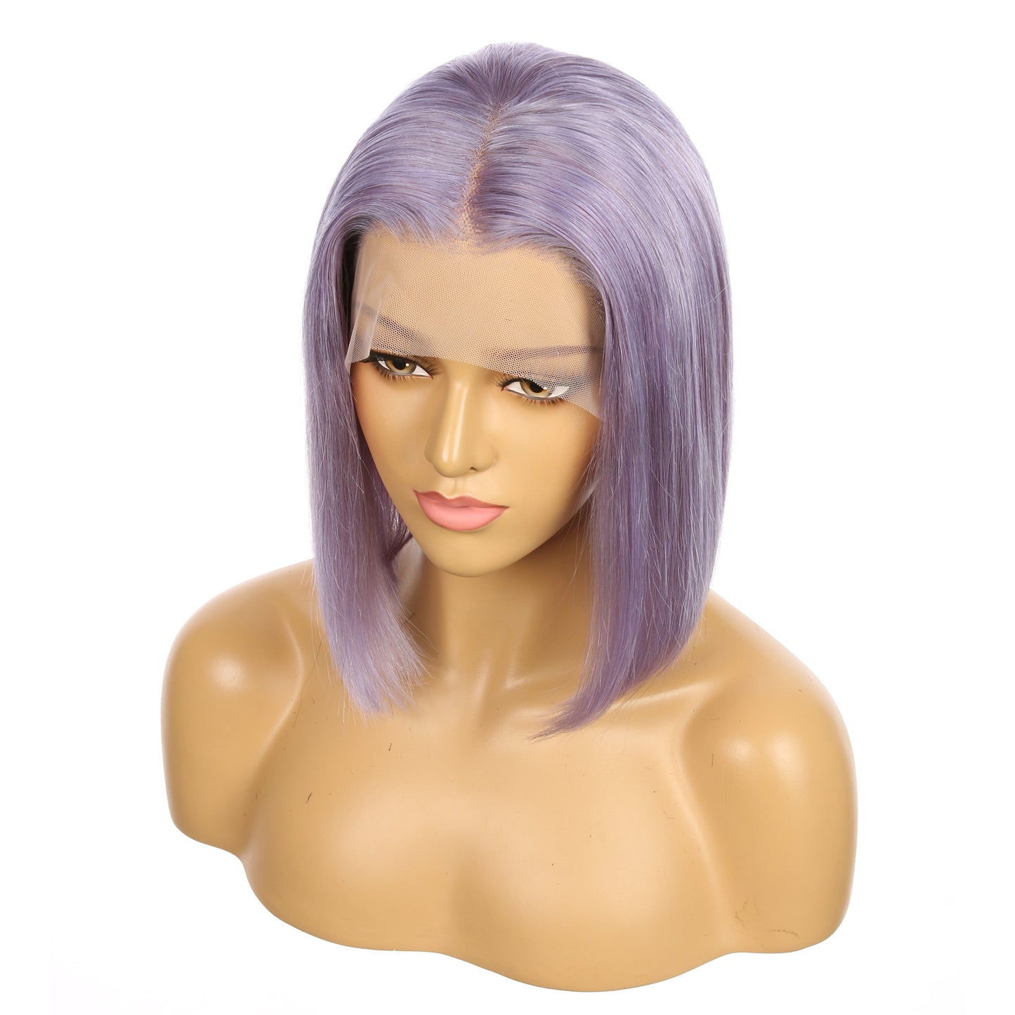 10" Purple Remy Human Hair Short Wig 10inch, Square Cut Bob