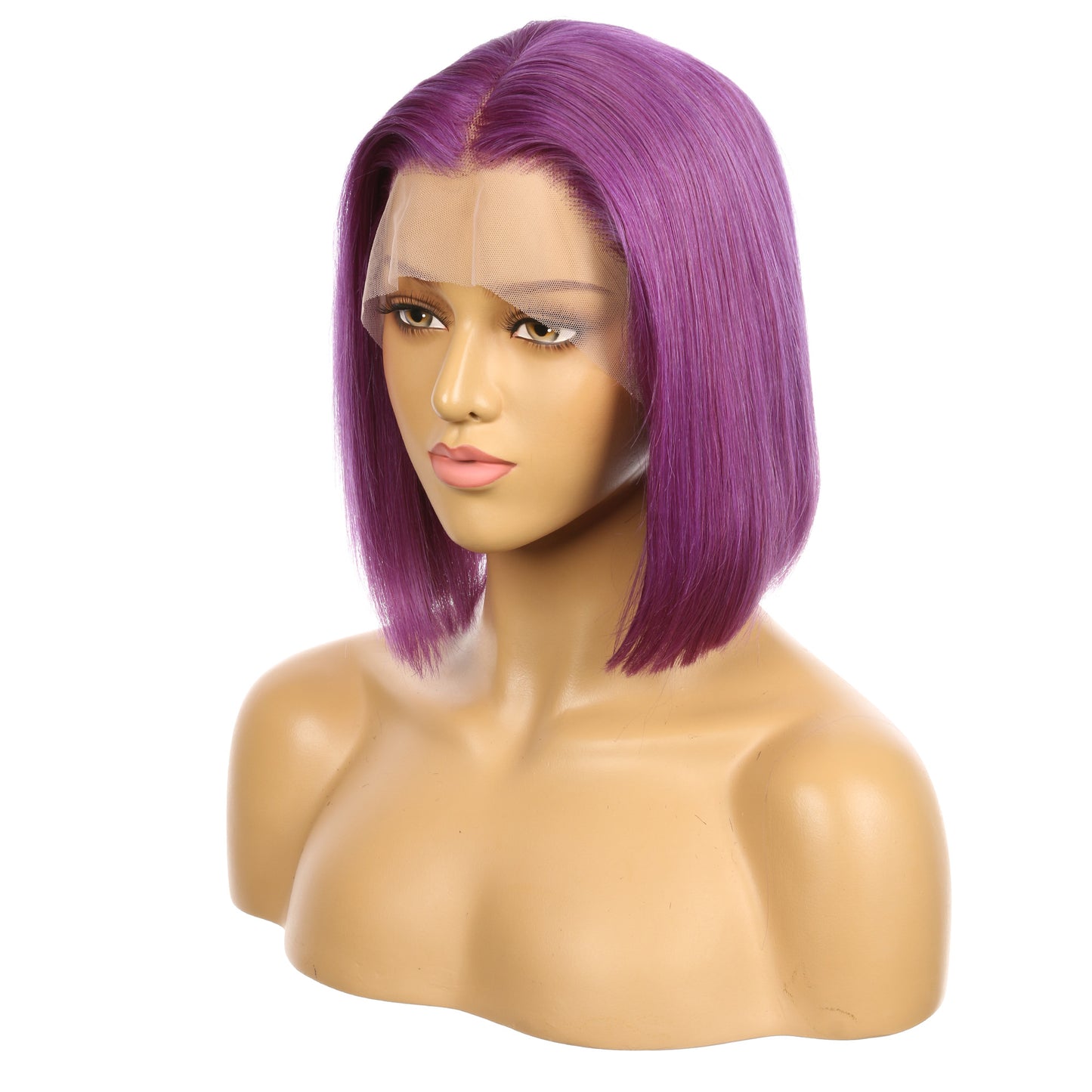 10" Lilac Purple Remy Human Hair Short Wig 10inch, Square Cut Bob