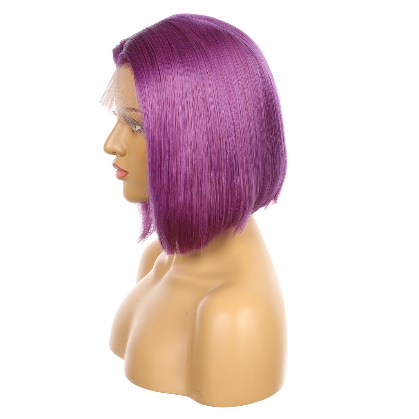 10" Lilac Purple Remy Human Hair Short Wig 10inch, Square Cut Bob