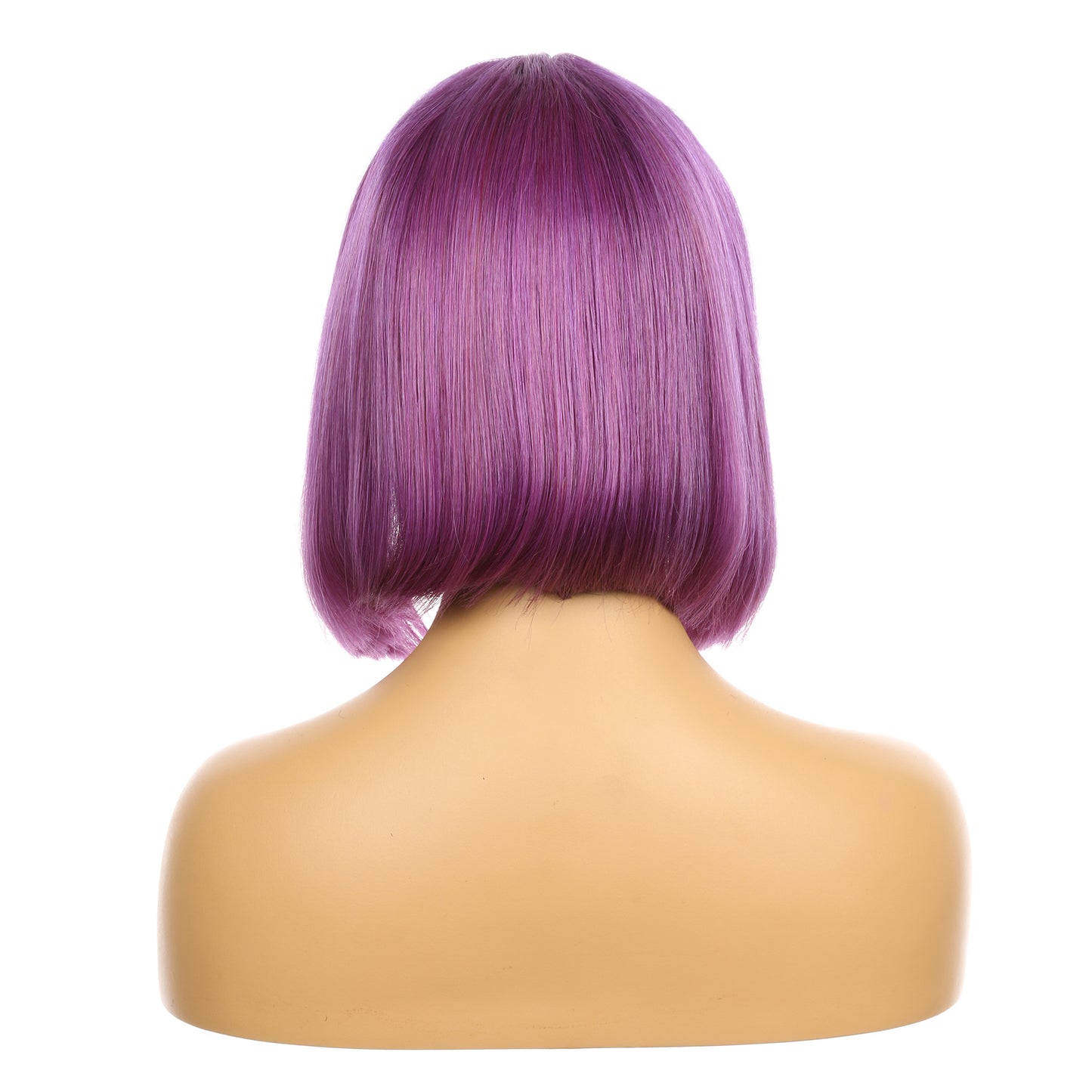 Perruque courte de cheveux humains Remy violet lilas de 10 pouces, coupe carrée Bob