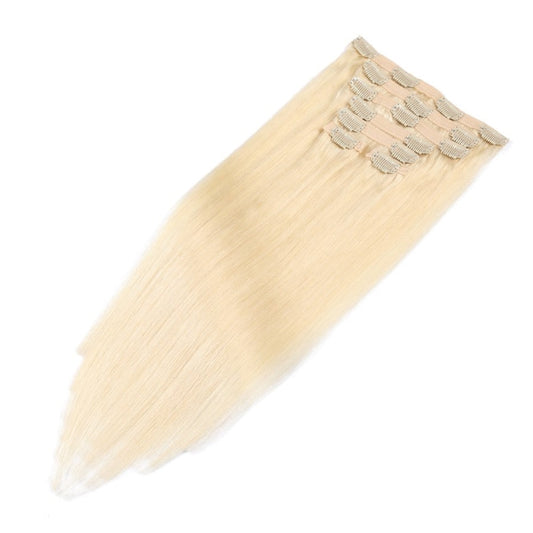 Extensions à clips blondes sans couture - 100 % vrais cheveux humains Remy