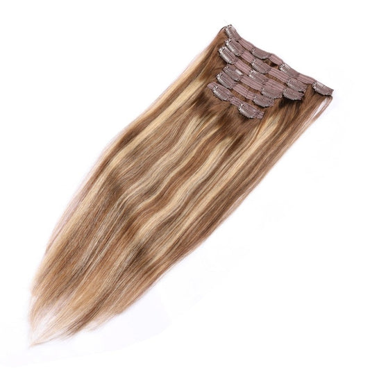 Extensions à clips sans couture avec balayage ombré - 100 % vrais cheveux humains Remy