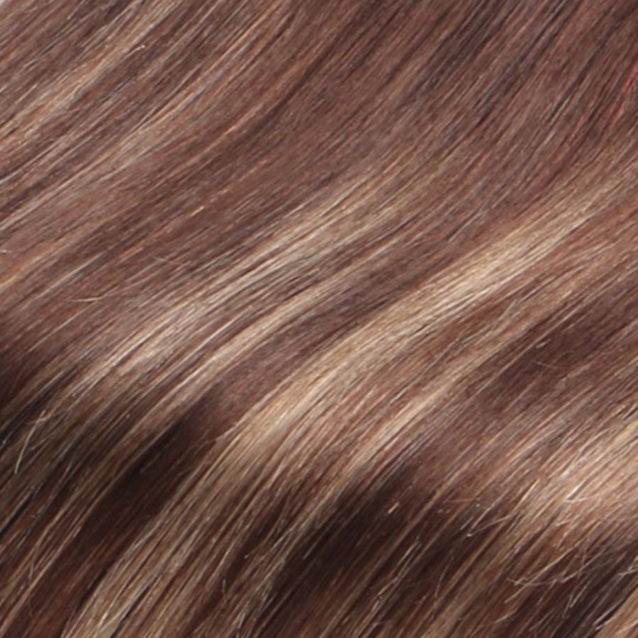 Extensiones de cabello con alambre invisible, de color castaño oscuro y rubio, con efecto balayage: cabello humano 100 % Remy real