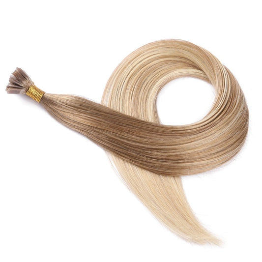 Extensions de pointe de kératine pré-collées Balayage Fusion blond foncé, 20 grammes, 100 % vrais cheveux humains Remy