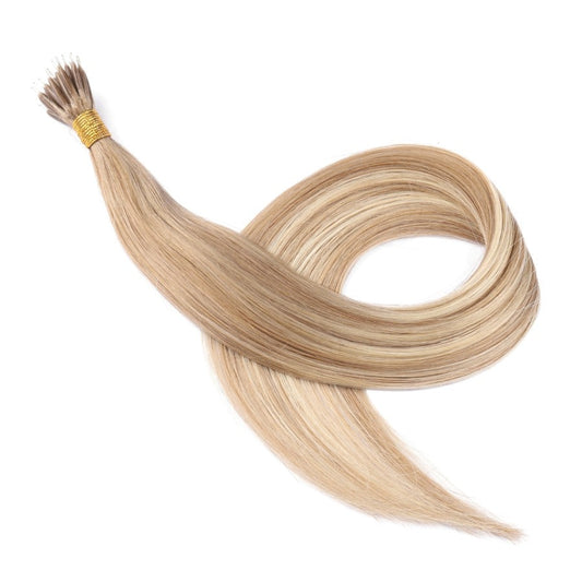 Dark Blonde Balayage Nano Rings Beads Hair Extensions, 20 grams, 100% Real Remy Human Hair