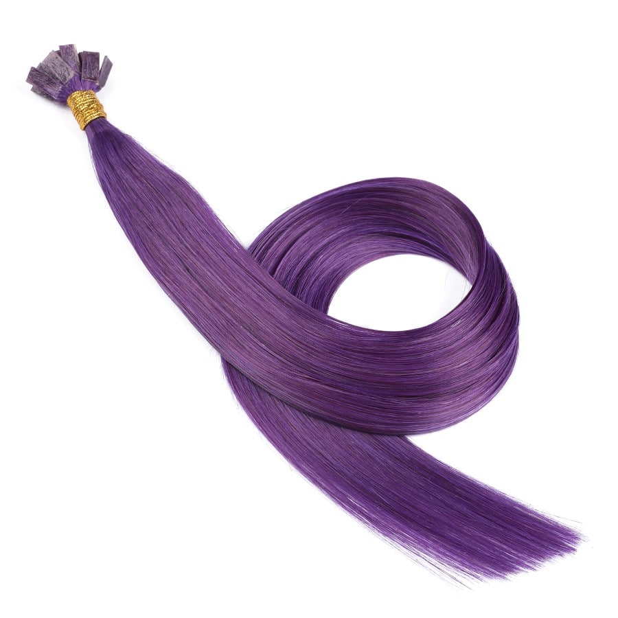 Extensions de pointes de kératine pré-collées Purple Fusion, 20 grammes, 100 % vrais cheveux humains Remy