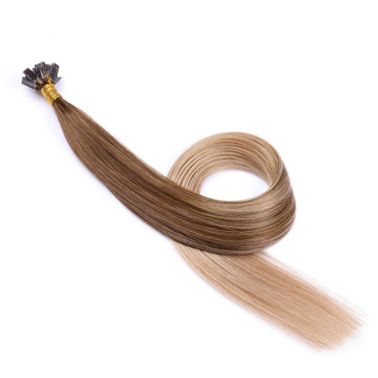 Extensions de pointes de kératine pré-collées Ombre Blonde Fusion, 20 grammes, 100 % vrais cheveux humains Remy