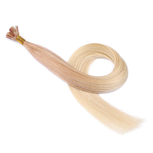 Extensions de pointes de kératine pré-collées blond clair ombré, 20 grammes, 100 % vrais cheveux humains Remy