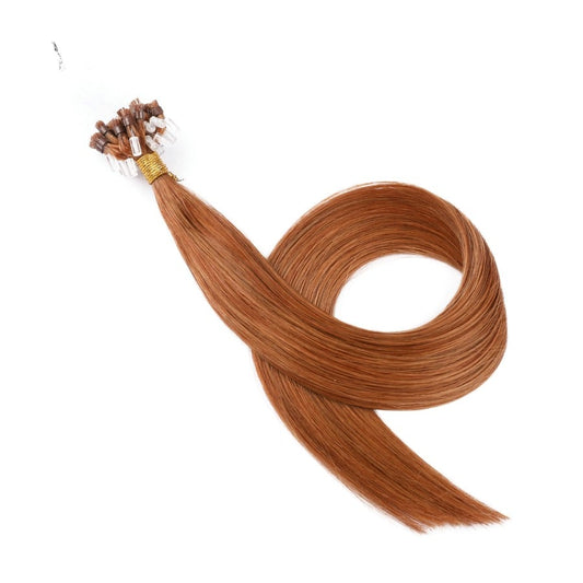 Ginger Micro Loop Beads Hair Extensions, 20 grams, 100% Real Remy Human Hair