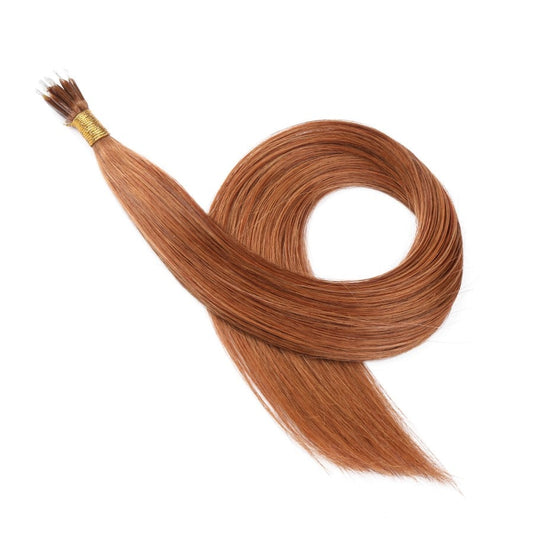 Ginger Nano Rings Beads Hair Extensions, 20 grams, 100% Real Remy Human Hair