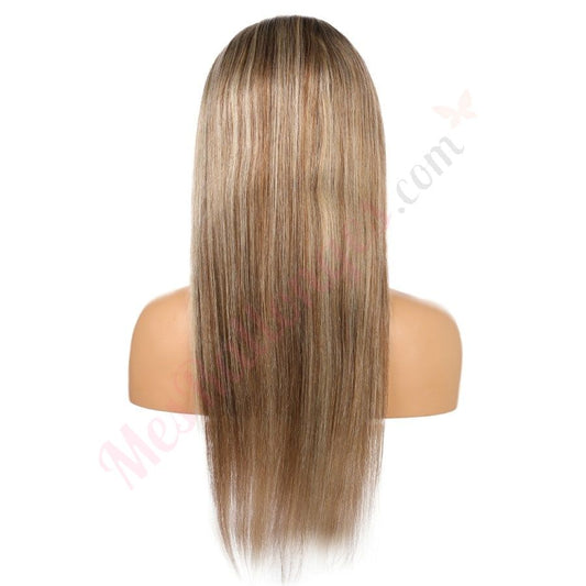 22" #6t/6/613 - Perruque de cheveux humains Remy longue couleur #6t/6/613 22 pouces marron châtain/blond décoloré