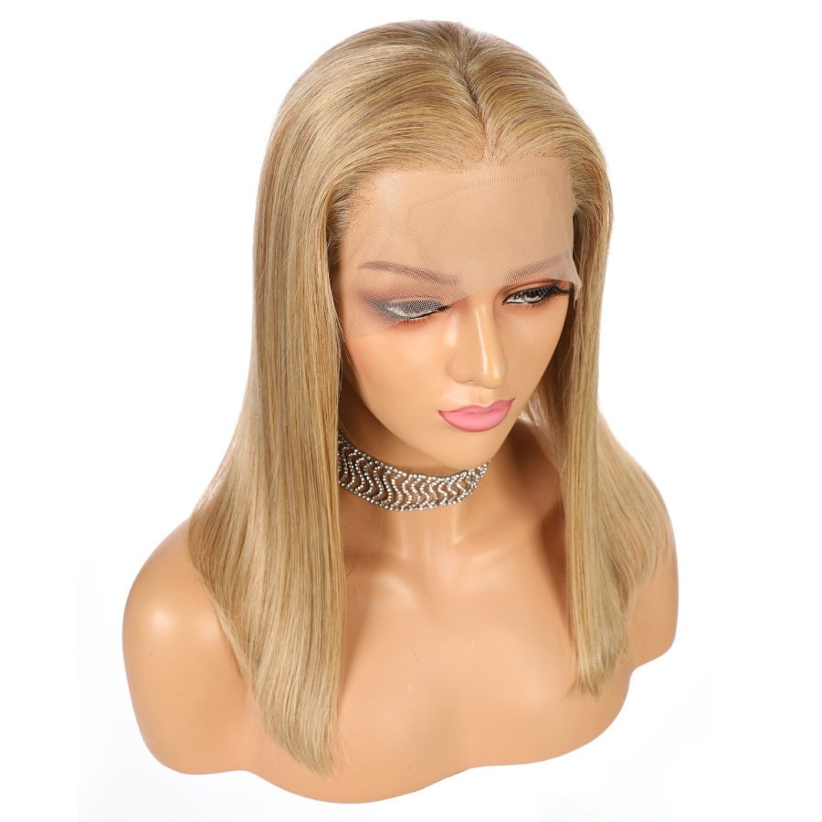 16 inch Strawberry Blonde Wig - Short Color #27 Remy Human Hair Wig 16 inches Strawberry Blonde