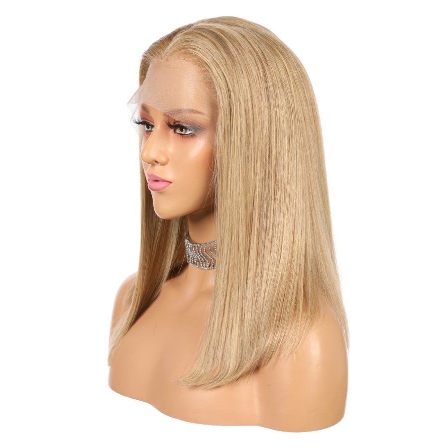 16 inch Strawberry Blonde Wig - Short Color #27 Remy Human Hair Wig 16 inches Strawberry Blonde