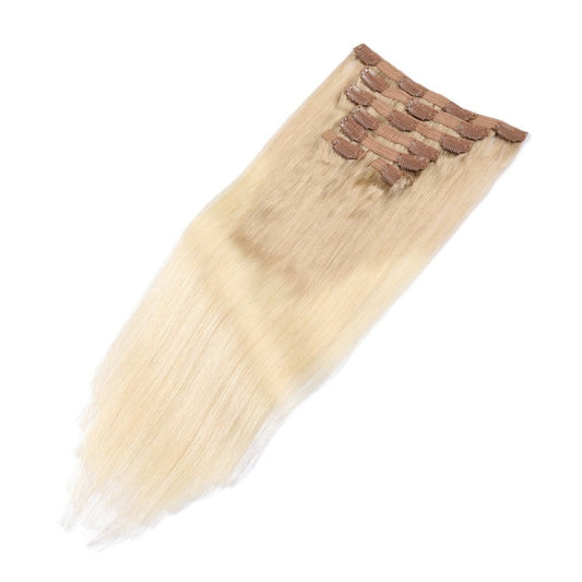 Extensions à clips sans couture blond cendré ombré - 100 % vrais cheveux humains Remy
