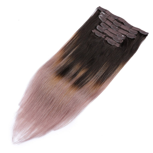 Ombre pastel Seamless Clip-in Extensions - 100% Real Remy Human Hair
