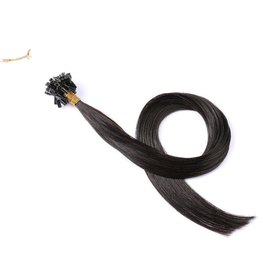 Black/Brown Micro Loop Beads Hair Extensions, 20 grams, 100% Real Remy Human Hair