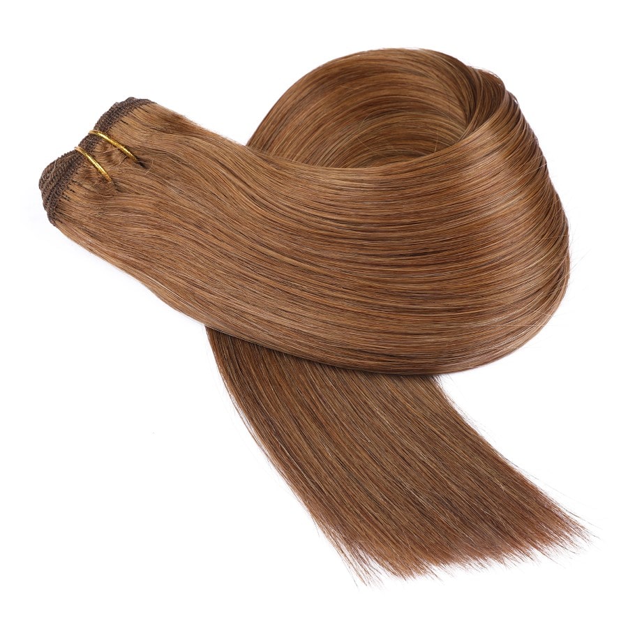 Extension de cheveux tissés à coudre marron châtain, 100 % vrais cheveux humains Remy