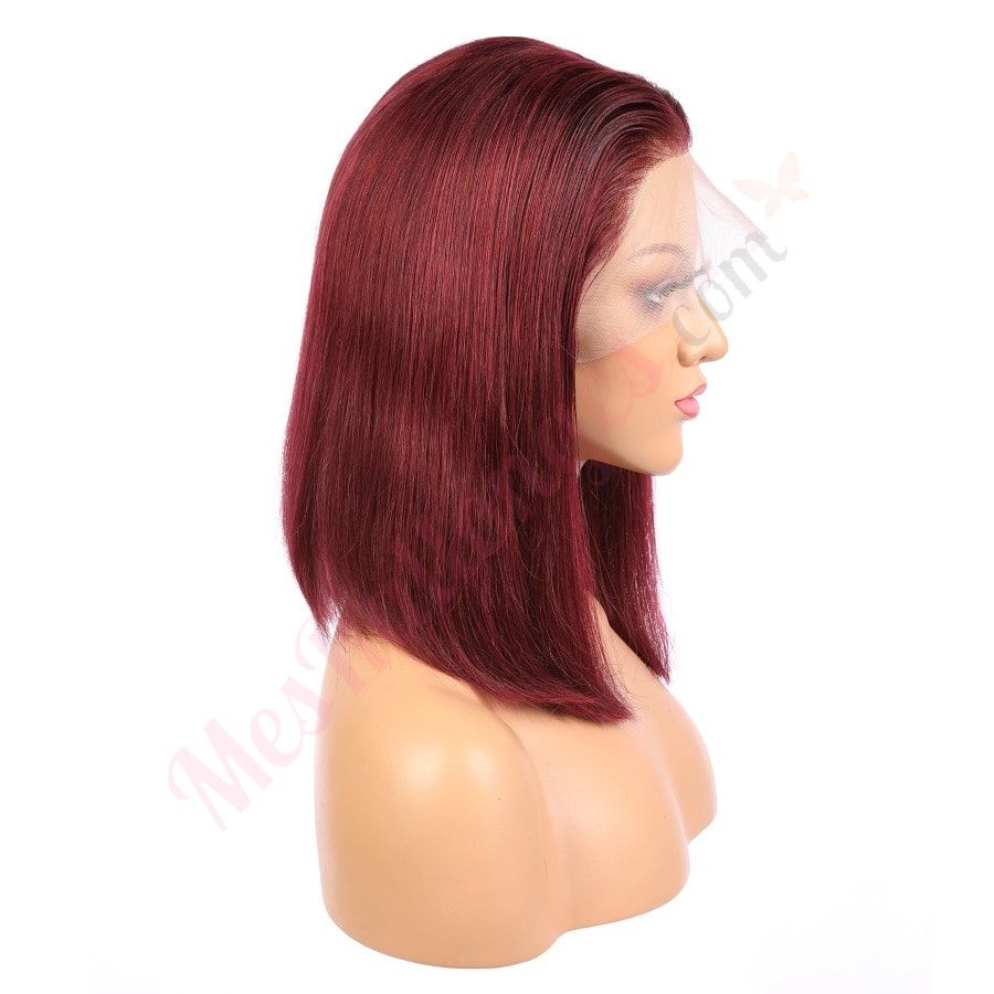 Everly - Perruque courte de cheveux humains Remy bordeaux 14 pouces Bob Wig